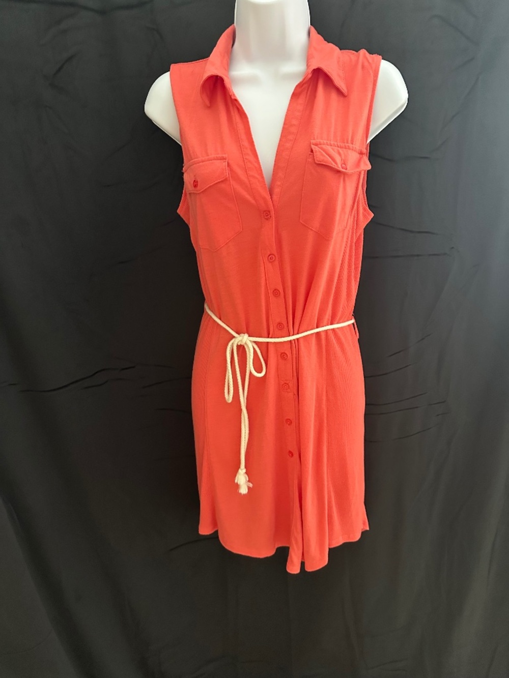 No comment, dark coral sleeveless dress, juniors size L